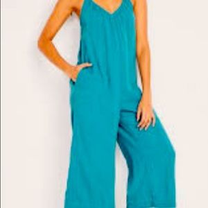 Tie-Shoulder Cropped Crinkled Jumpsuit for Women
